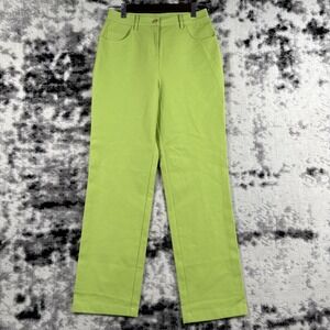 St John Sport Pants Womens‎ SIze 4 Green Straight Leg Cotton Stretch Designer